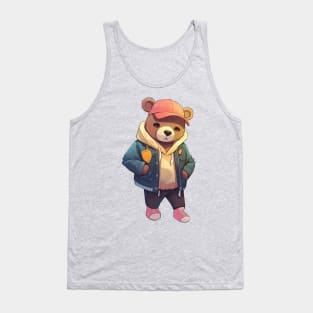 A cute teddy bear wearing street fashion Tank Top